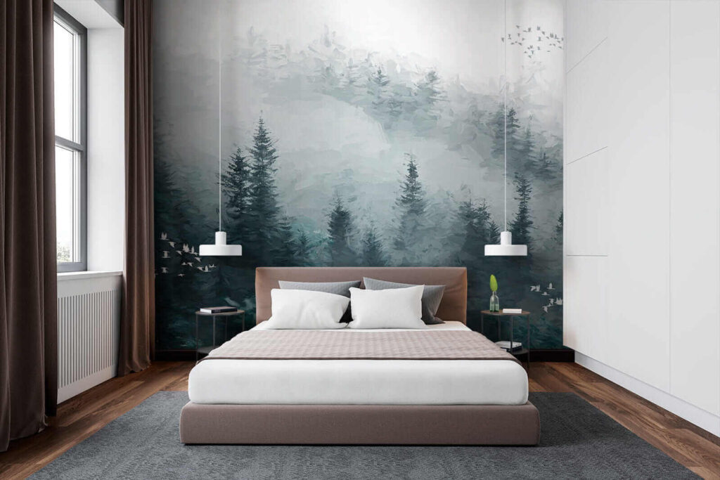 Nebliger Wald mit Vögeln — Interieur 2