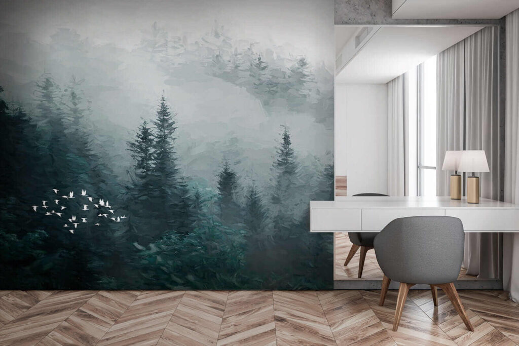 Nebliger Wald mit Vögeln — Interieur 4