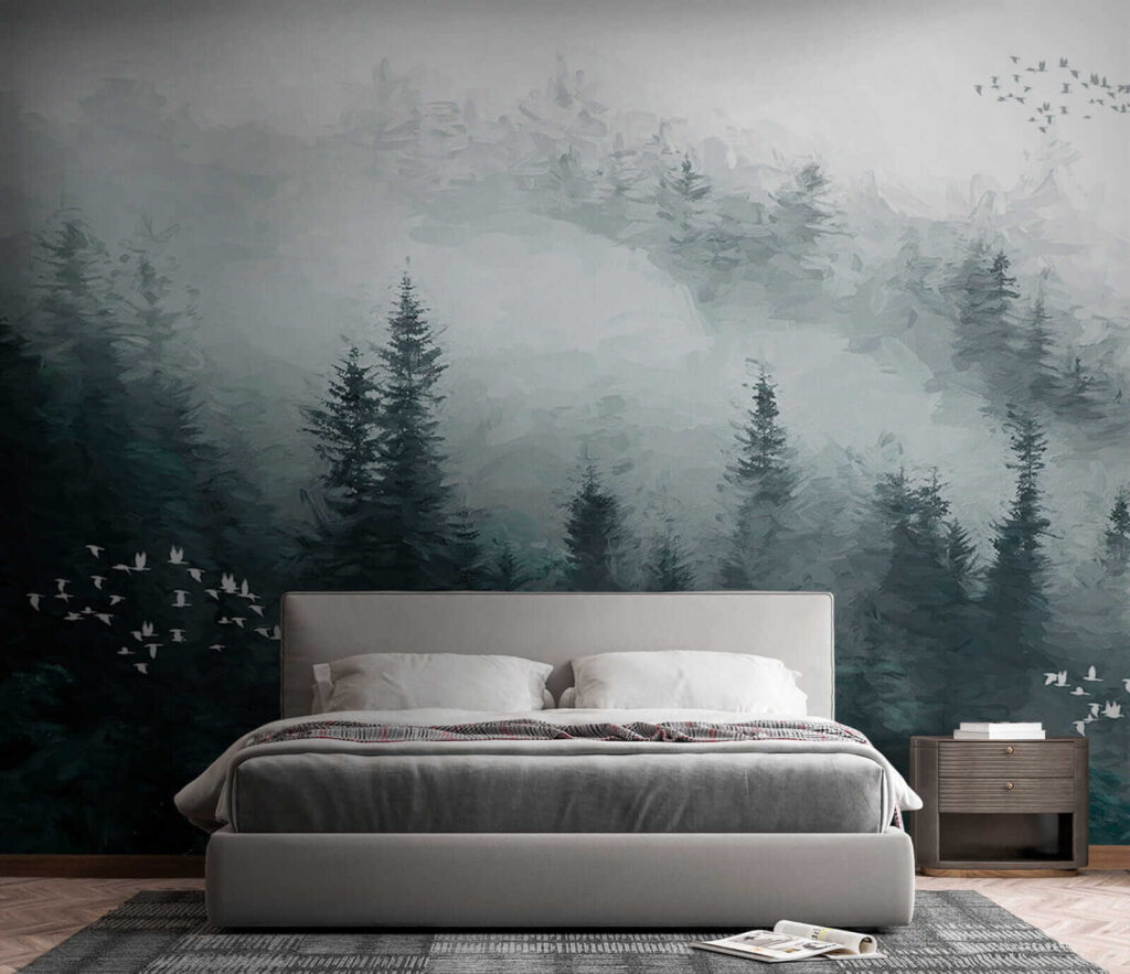 Nebliger Wald mit Vögeln — Interieur 5
