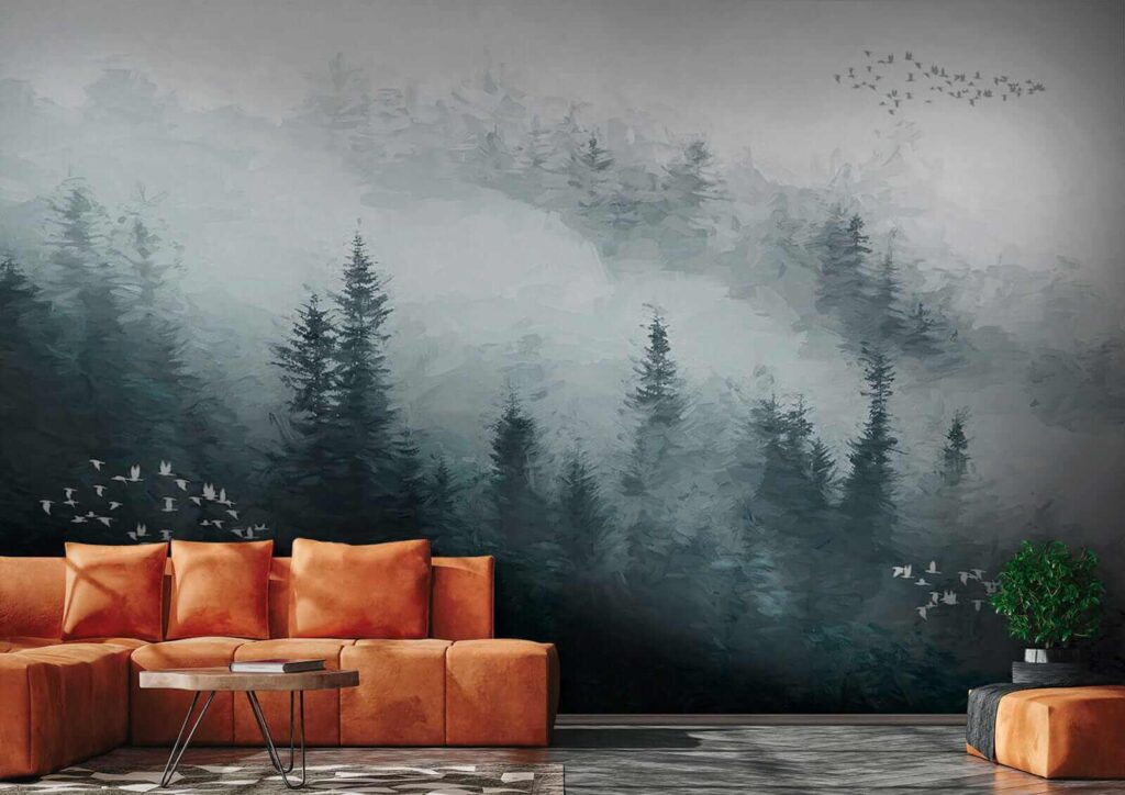 Nebliger Wald mit Vögeln — Interieur 7