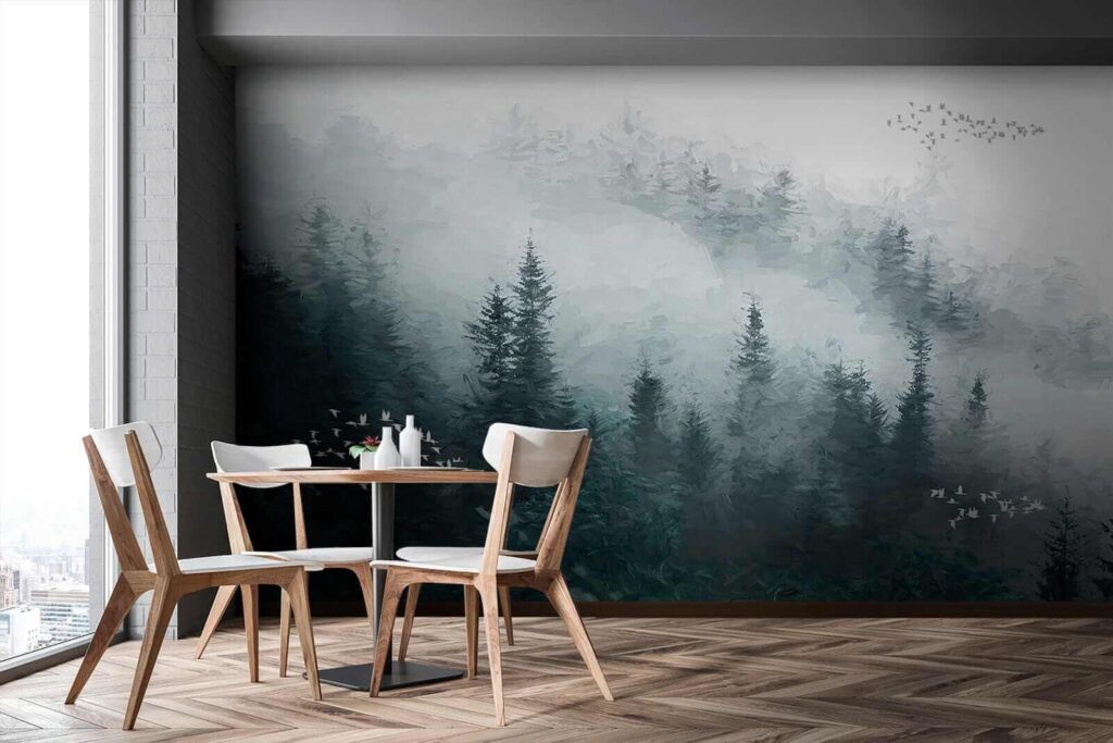 Nebliger Wald mit Vögeln — Interieur 9