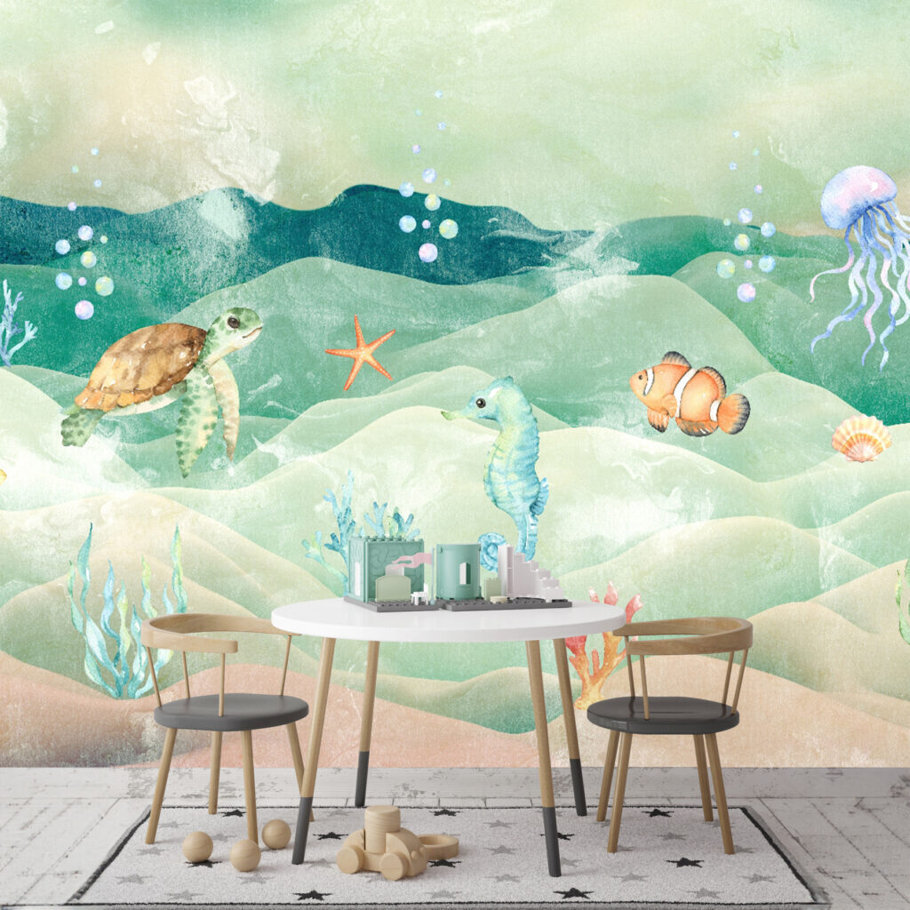 Sanfte Unterwasserwelt in einem Interieur