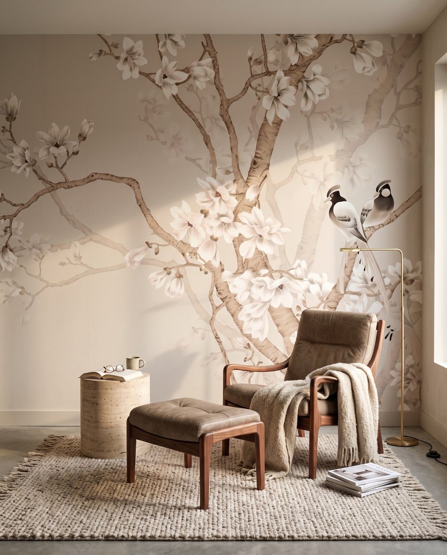 Langer Blütenzweig in einem Interieur