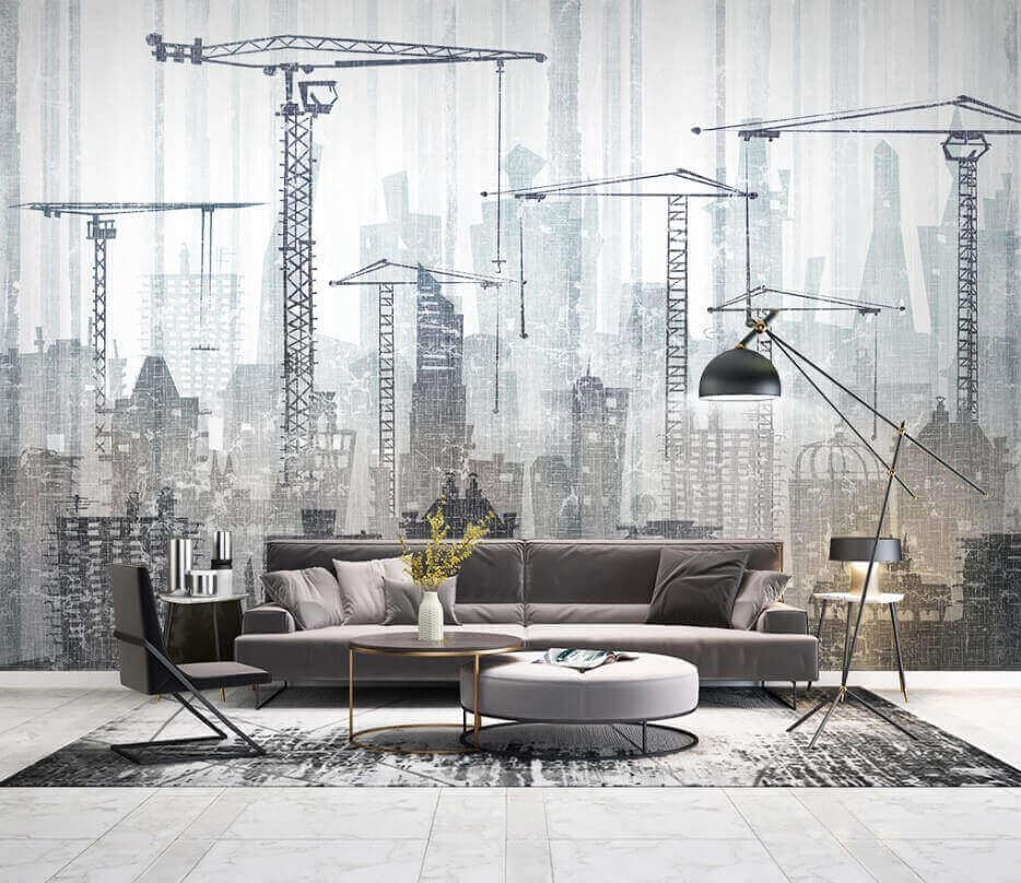 Skyline im Bau in einem Interieur