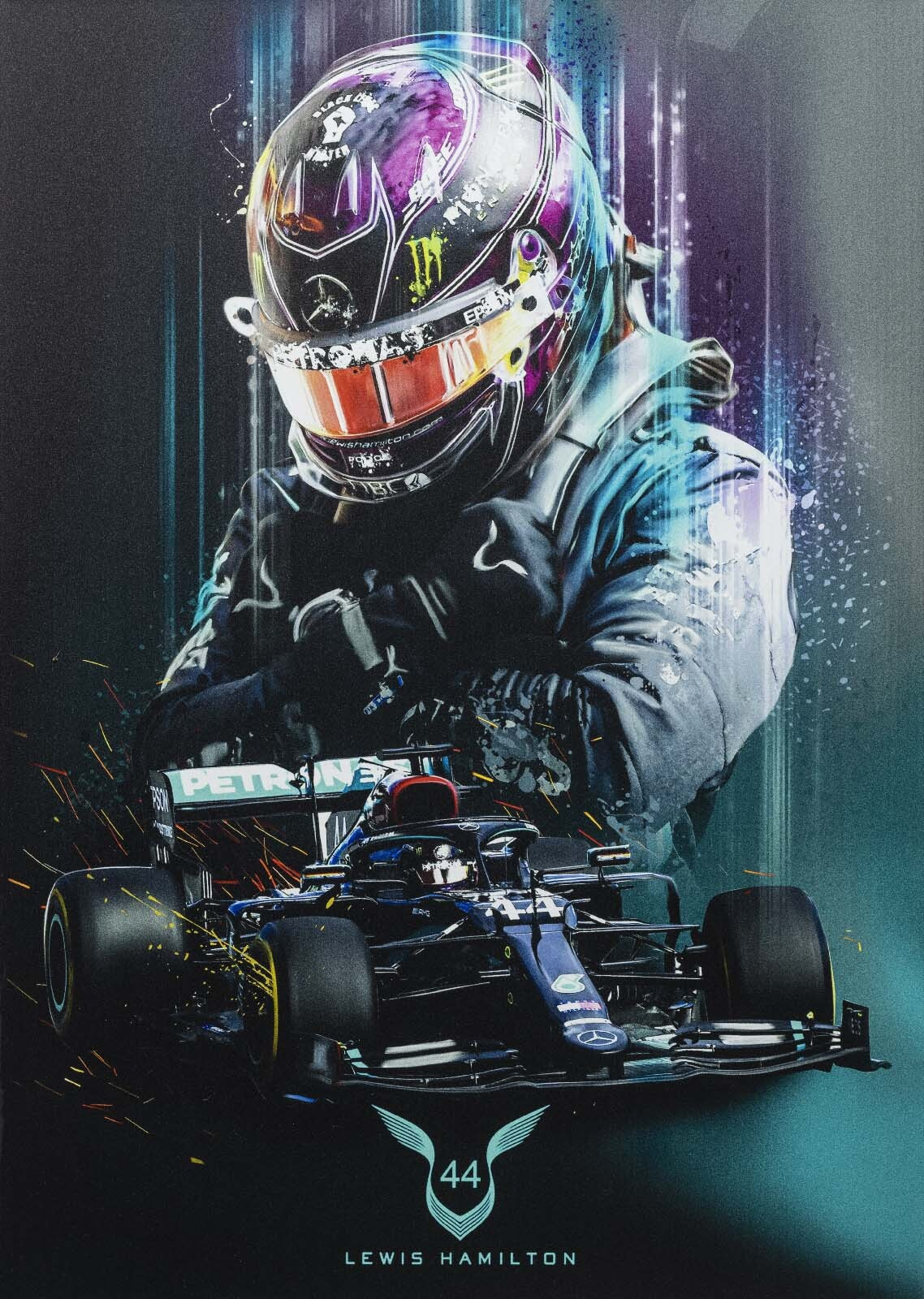 Fahrer mit Helm — ganzes Design