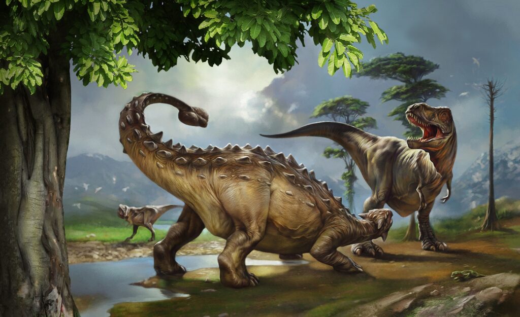 Dinosaurier am Fluss — ganzes Design