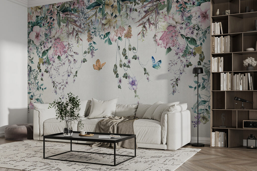 Blumengirlanden mit Schmetterlingen — Interieur 13