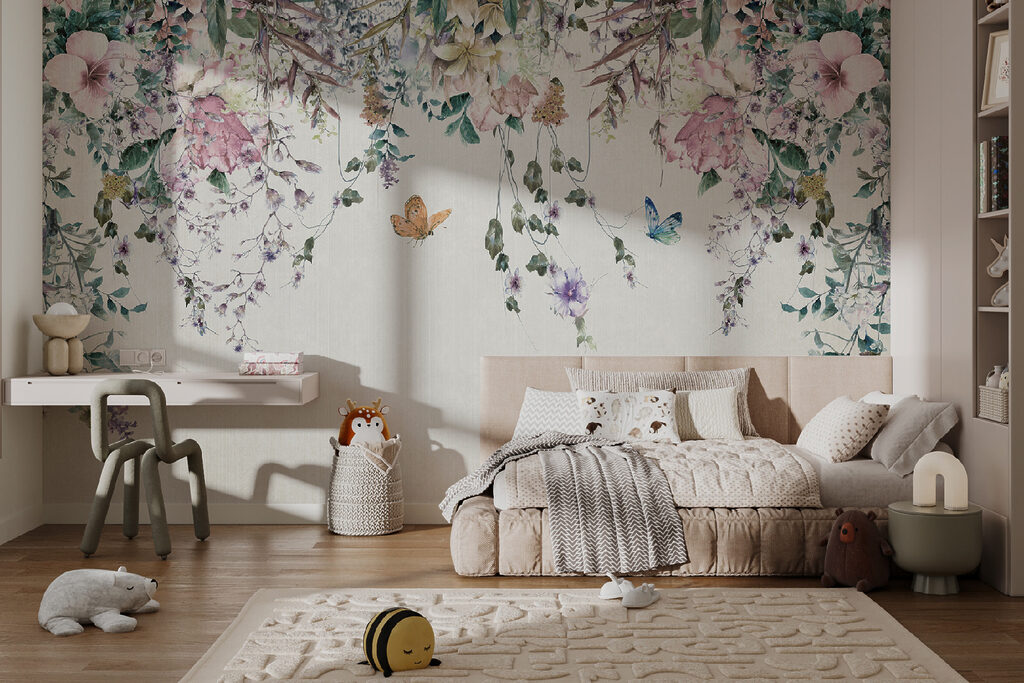 Blumengirlanden mit Schmetterlingen — Interieur 12