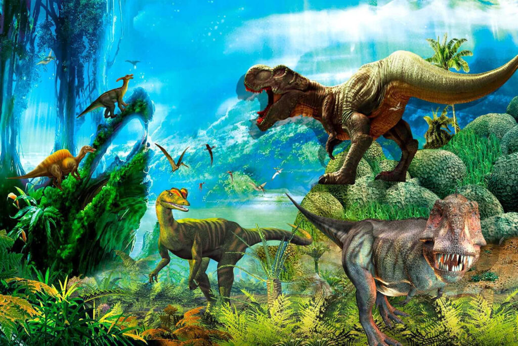 Dinosaurier unter freiem Himmel — ganzes Design