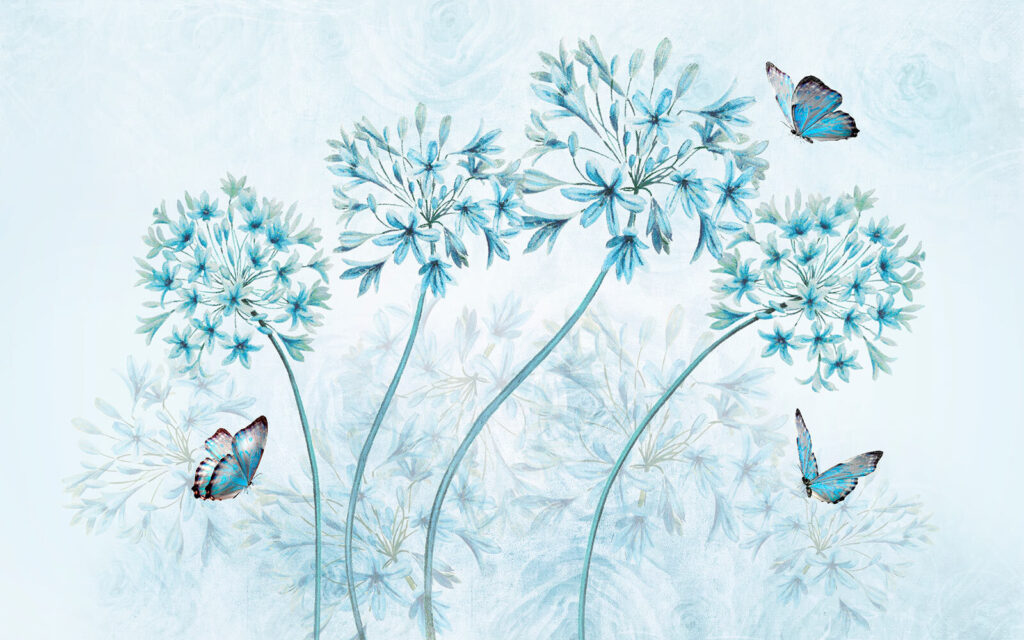Schmetterlinge an Doldenblüten — ganzes Design