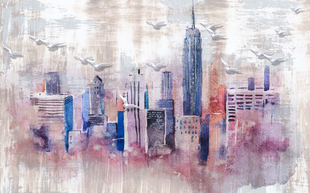 Stadt in Aquarell — ganzes Design
