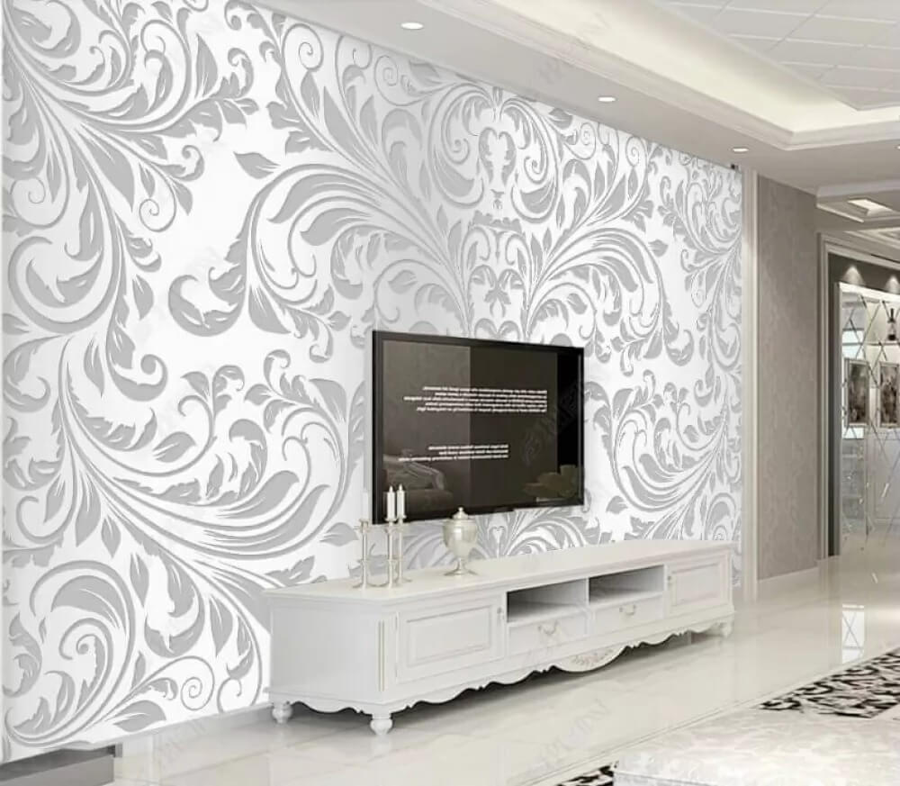 Graue Ornamentranken in einem Interieur