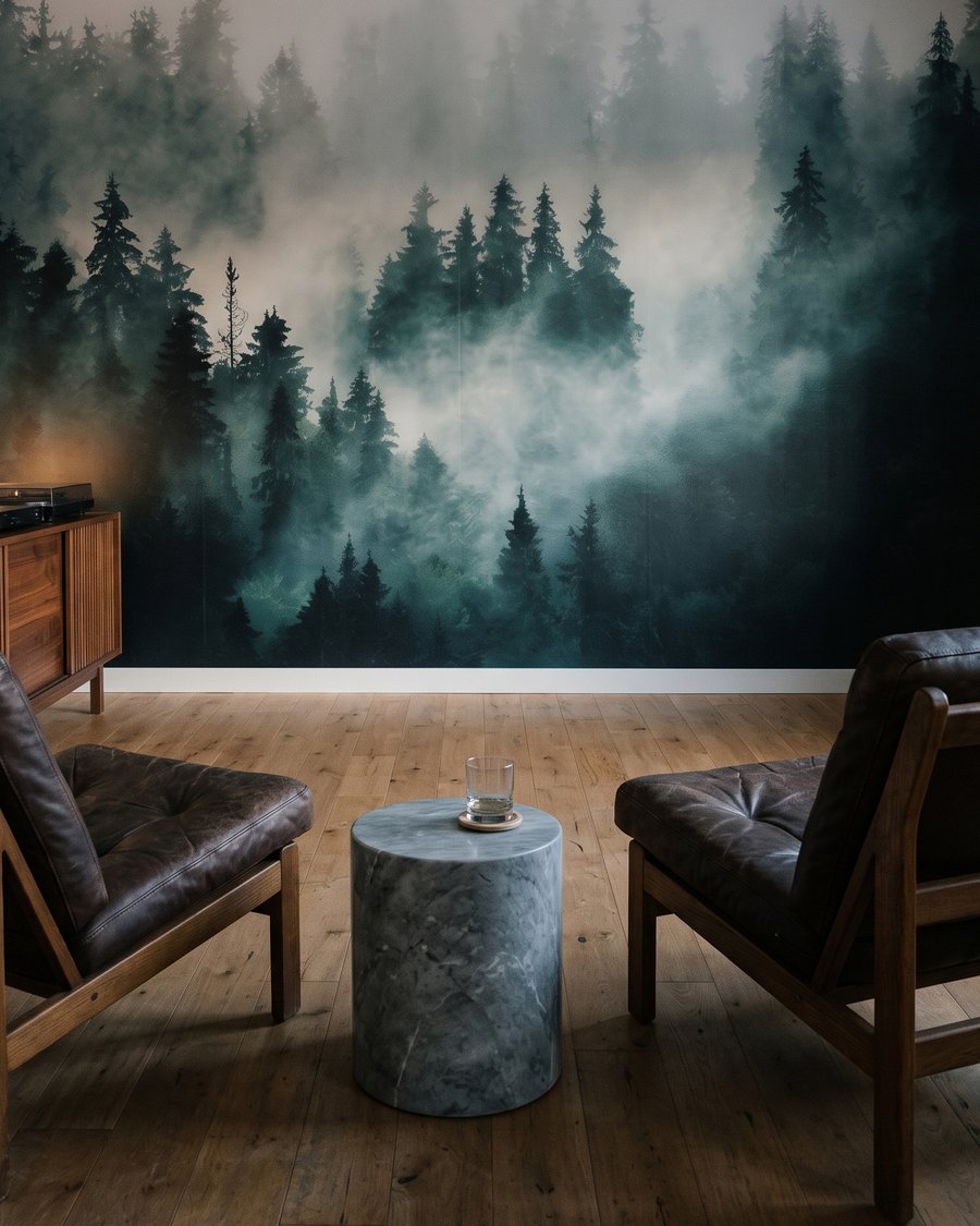 Nadelbäume im dunklen Nebel — Interieur 5