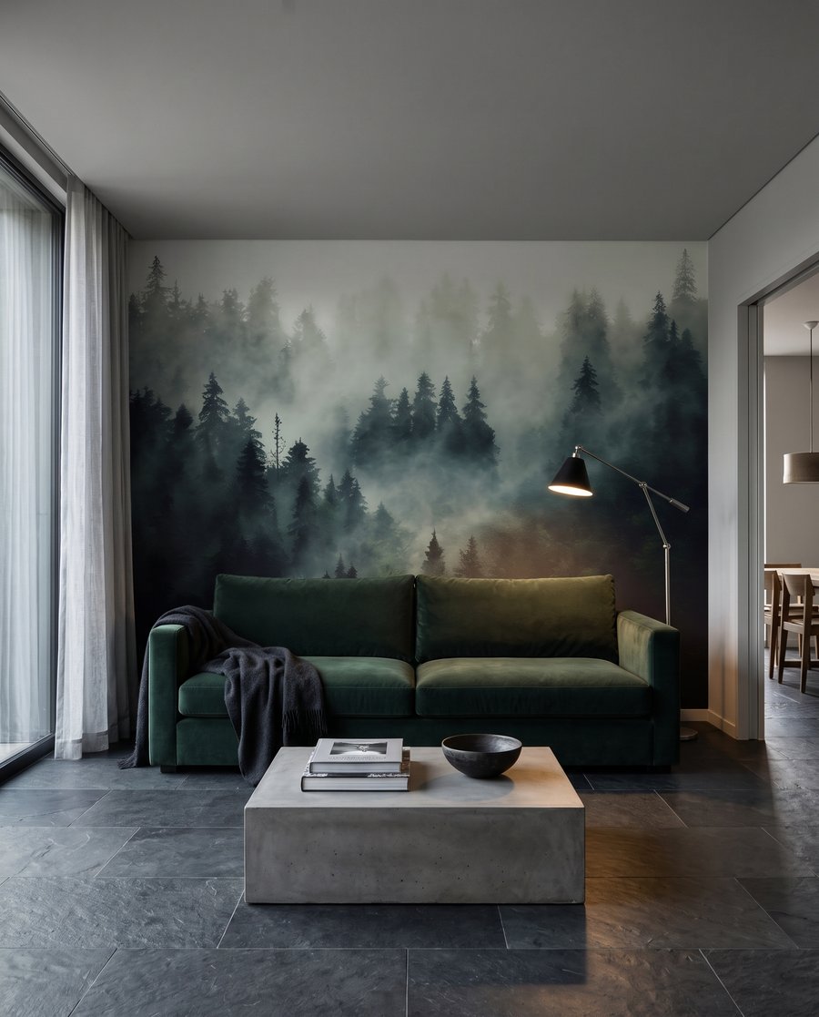 Nadelbäume im dunklen Nebel — Interieur 6