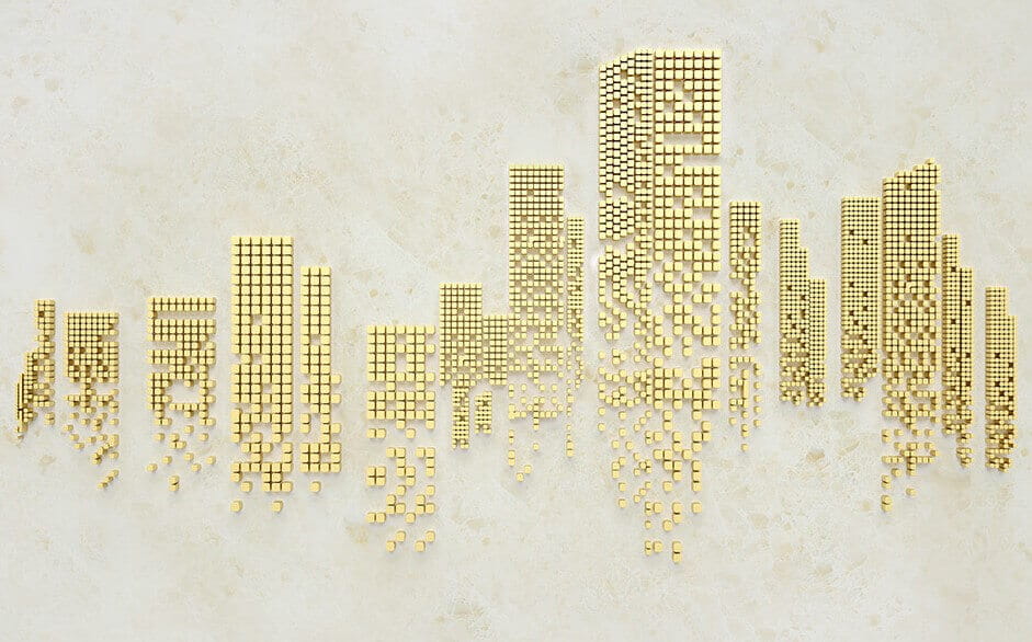 Skyline aus Pünktchen — ganzes Design