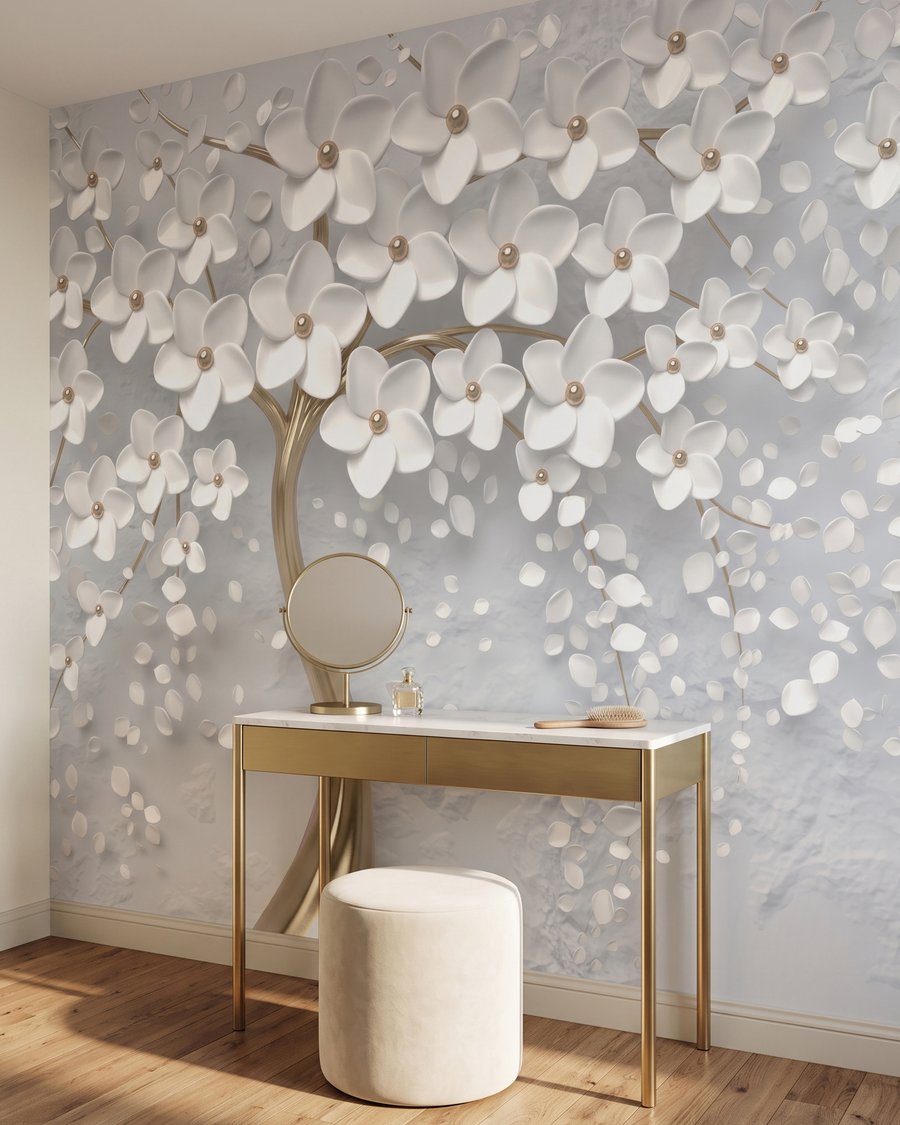 Weiße Blüten, goldener Stamm — Interieur 3