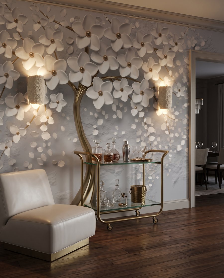 Weiße Blüten, goldener Stamm — Interieur 5