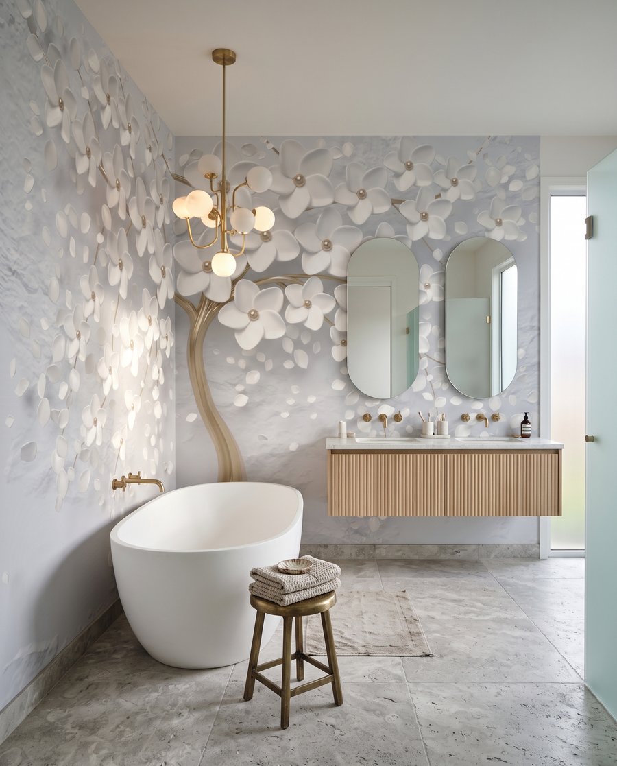 Weiße Blüten, goldener Stamm — Interieur 6