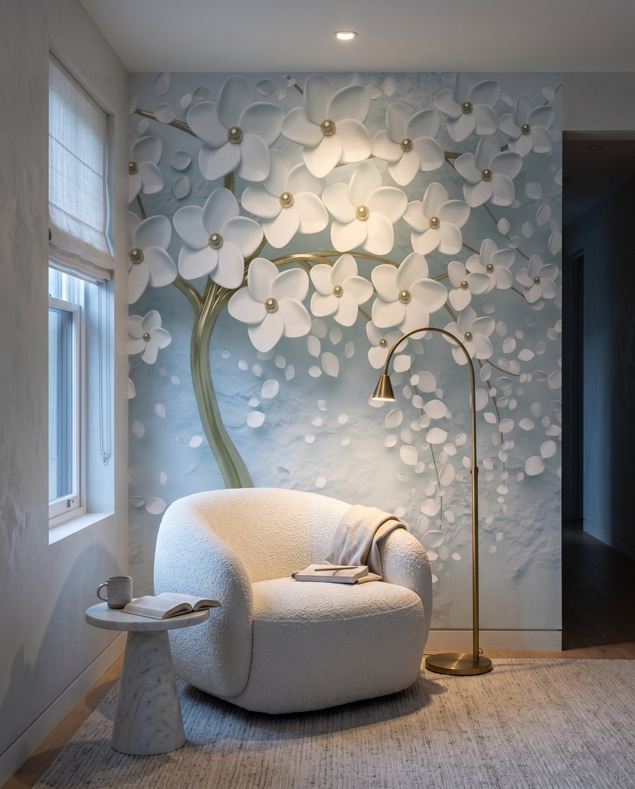 Weiße Blüten, goldener Stamm — Interieur 3