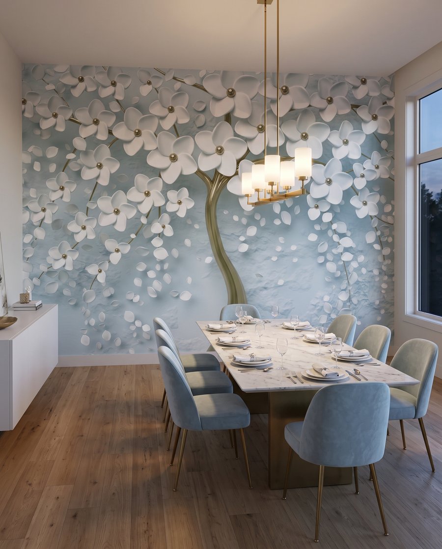 Weiße Blüten, goldener Stamm — Interieur 5