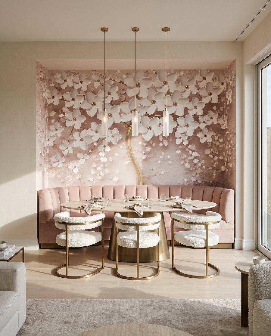 Weiße Blüten, goldener Stamm — Interieur 4