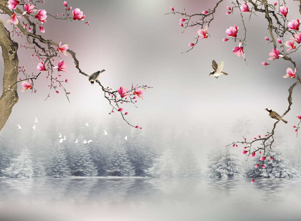 Blüten am Wintersee — ganzes Design