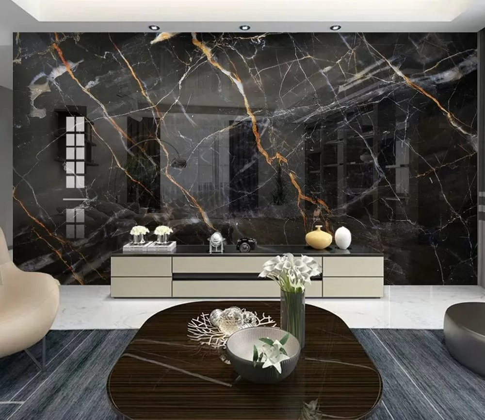 Schwarzer Marmor, feurige Adern — Interieur 1