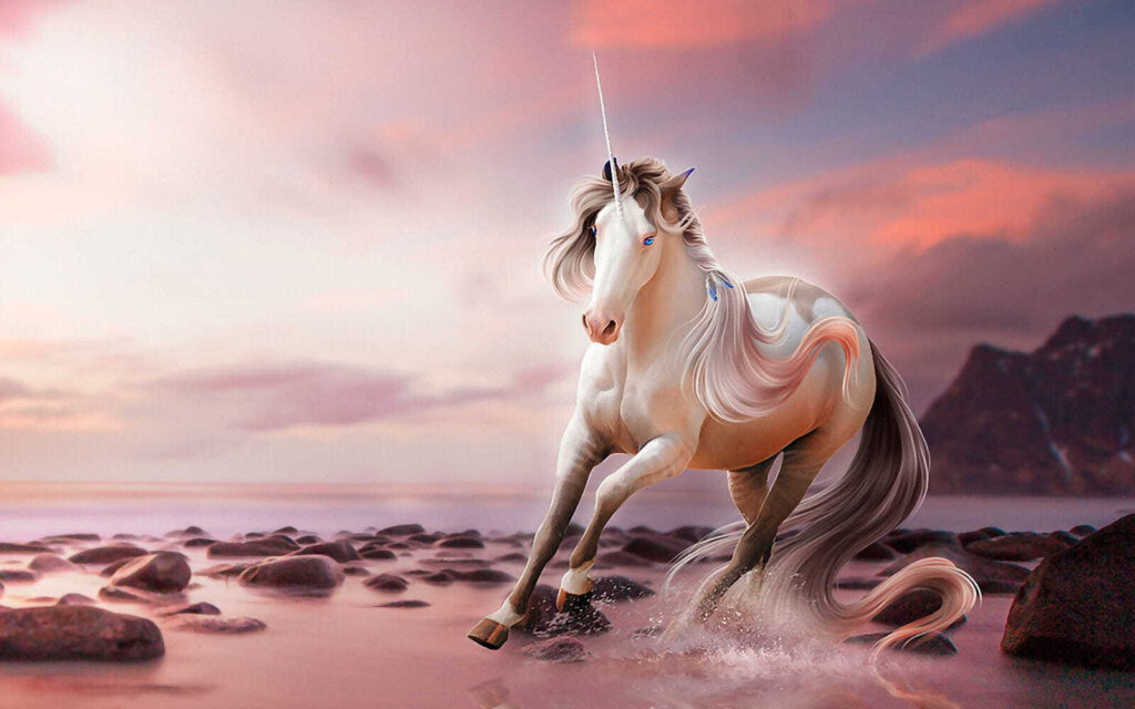 Einhorn auf dem Wasser — ganzes Design
