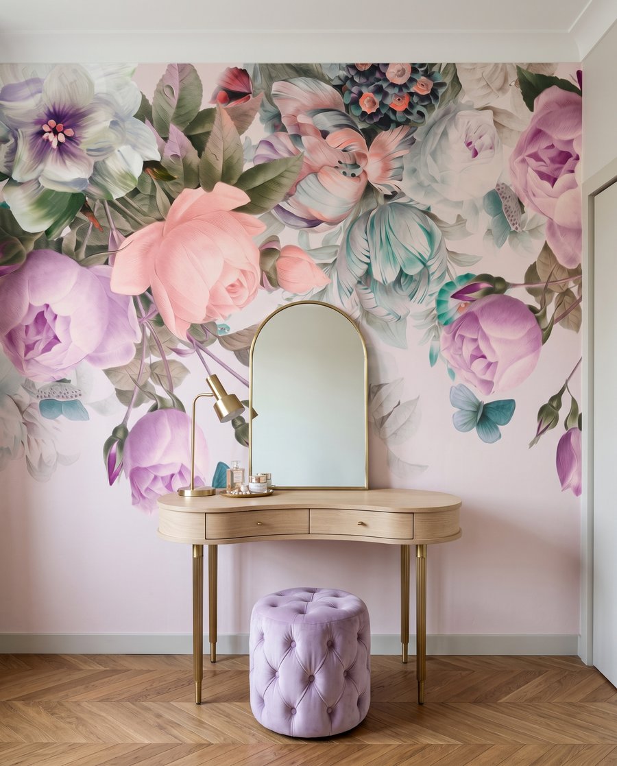 Üppige Blütenzweige in einem Interieur