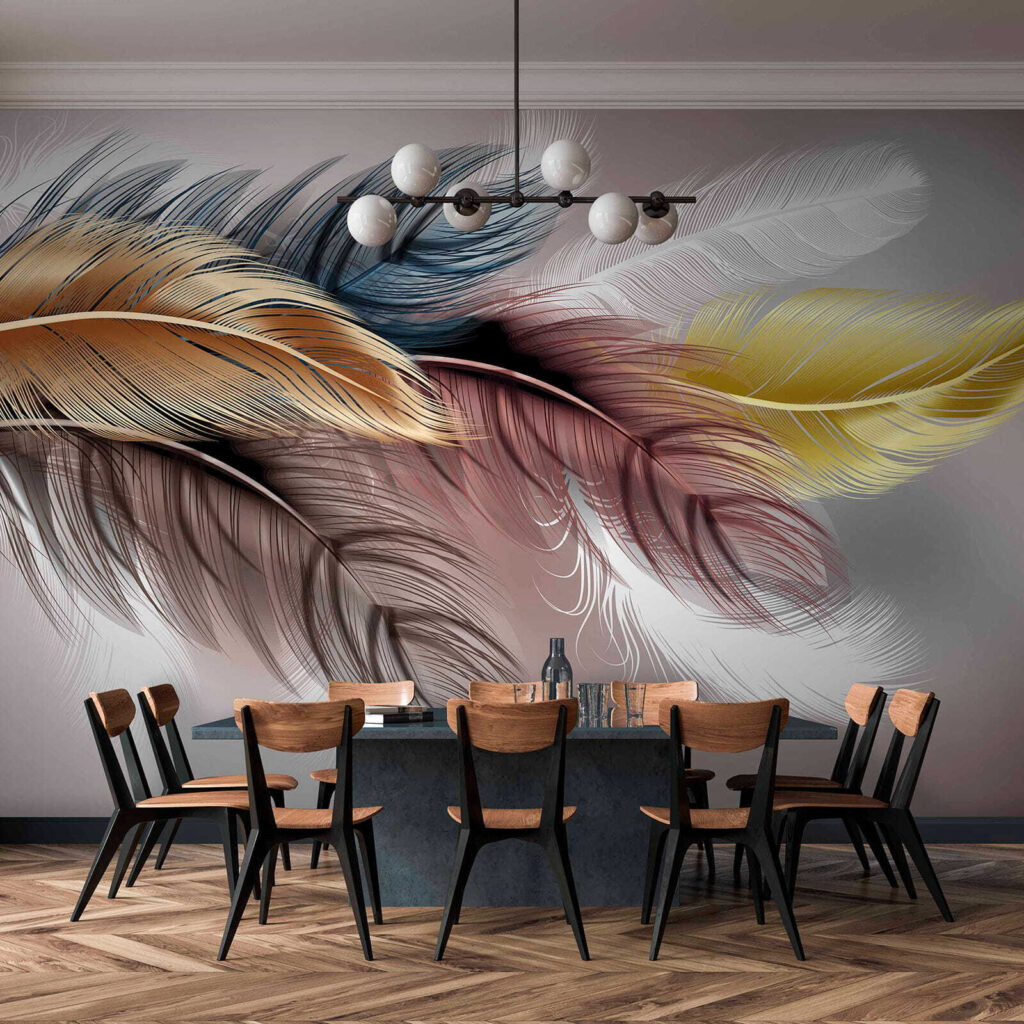 Bunte Federn auf Zartrosa — Interieur 5