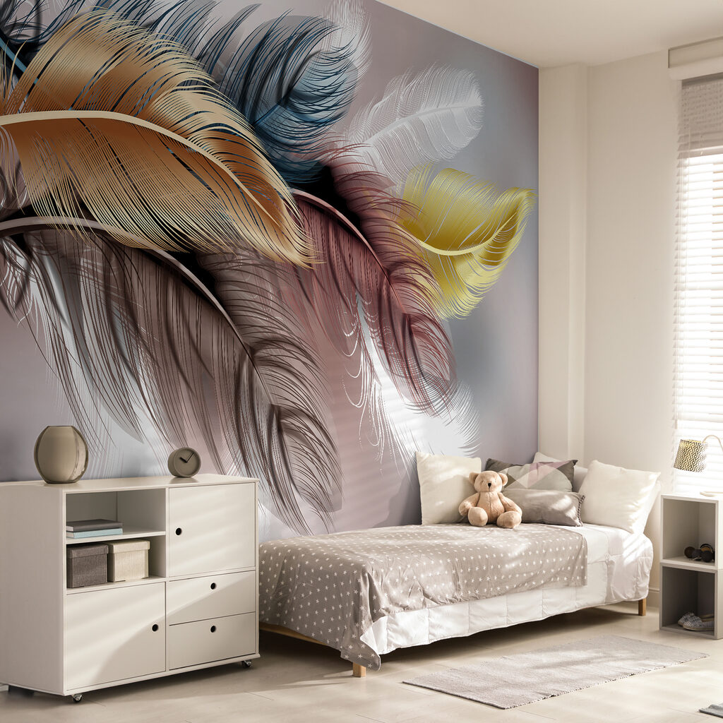Bunte Federn auf Zartrosa — Interieur 6