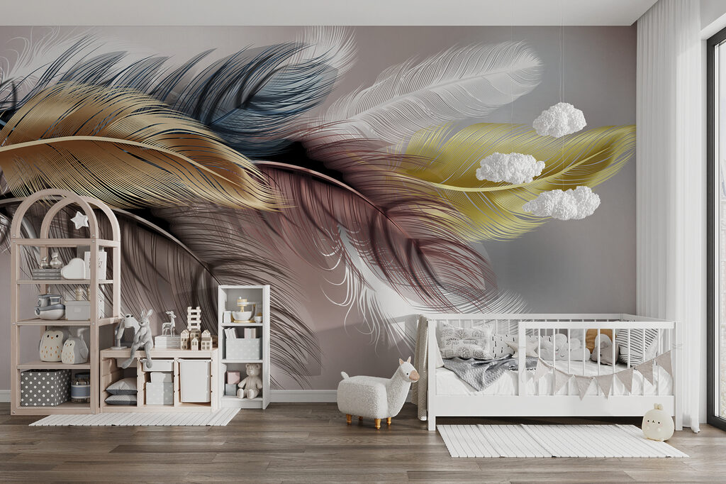 Bunte Federn auf Zartrosa — Interieur 7