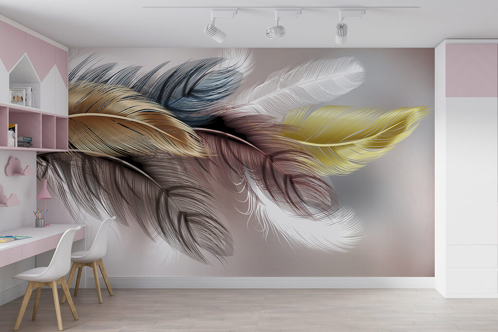 Bunte Federn auf Zartrosa — Interieur 8