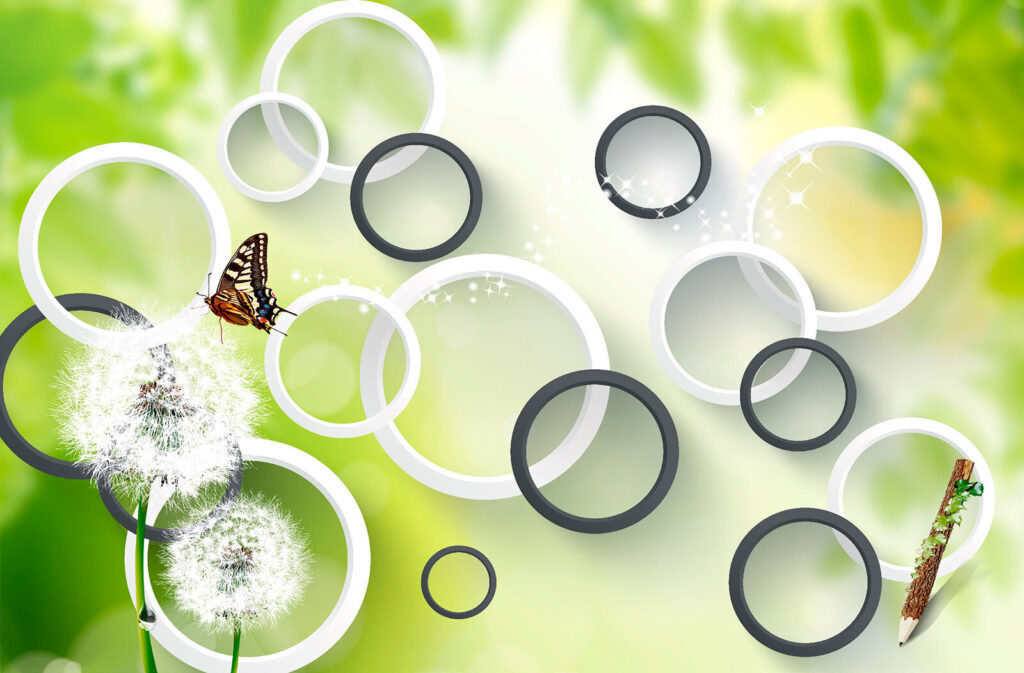Schmetterling auf Löwenzahn — ganzes Design