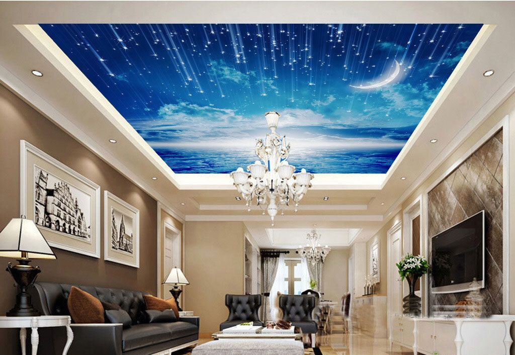 Mond über nächtlichen Wellen in einem Interieur