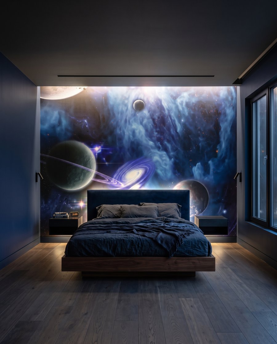 Universum in Blauviolett in einem Interieur