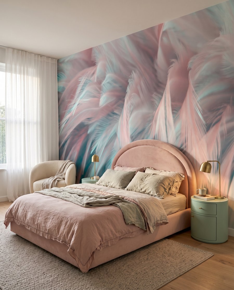 Federn in Rosa-Türkis — Interieur 2