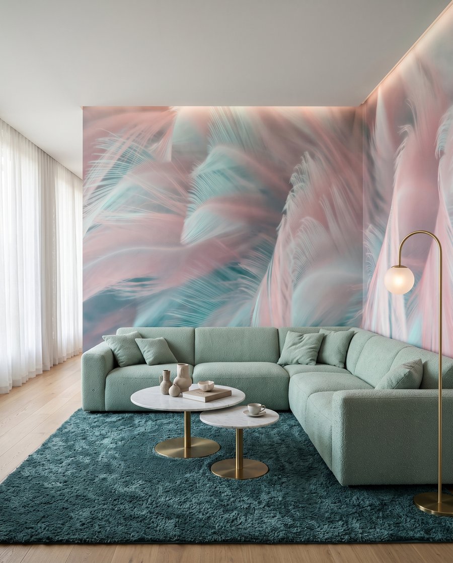 Federn in Rosa-Türkis — Interieur 4