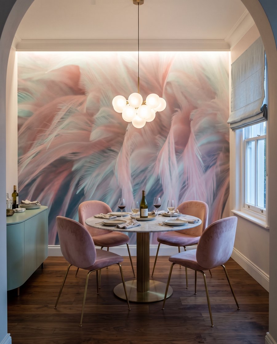 Federn in Rosa-Türkis — Interieur 6