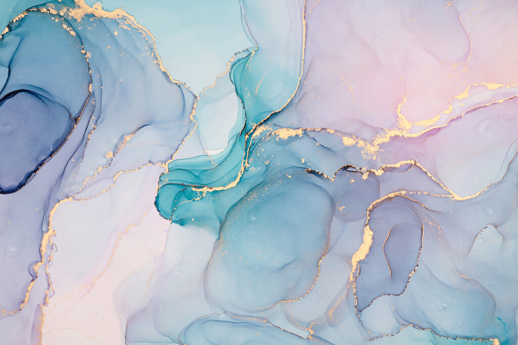 Zartblau mit Gold — ganzes Design