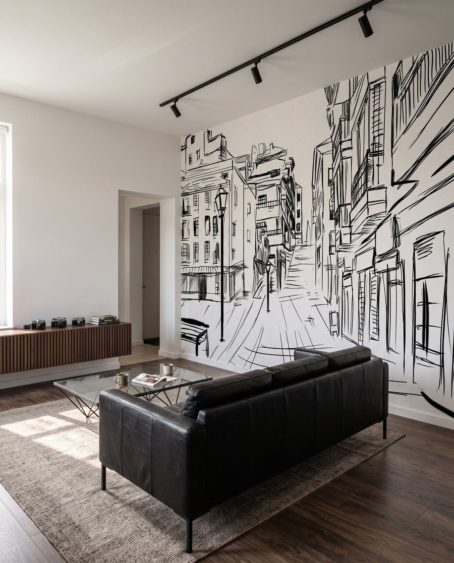 Skizzierte Gasse in einem Interieur