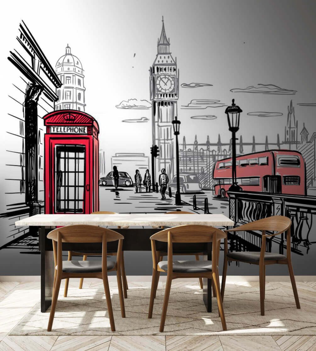 Rot in Londons Straßen in einem Interieur