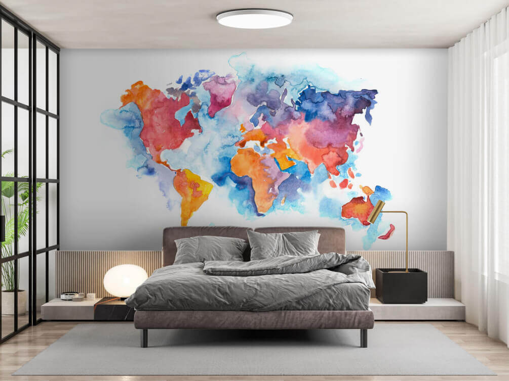 Weltkarte in Aquarell — Interieur 1