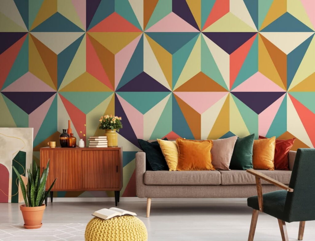 Ein Fest der Dreiecke in einem Interieur