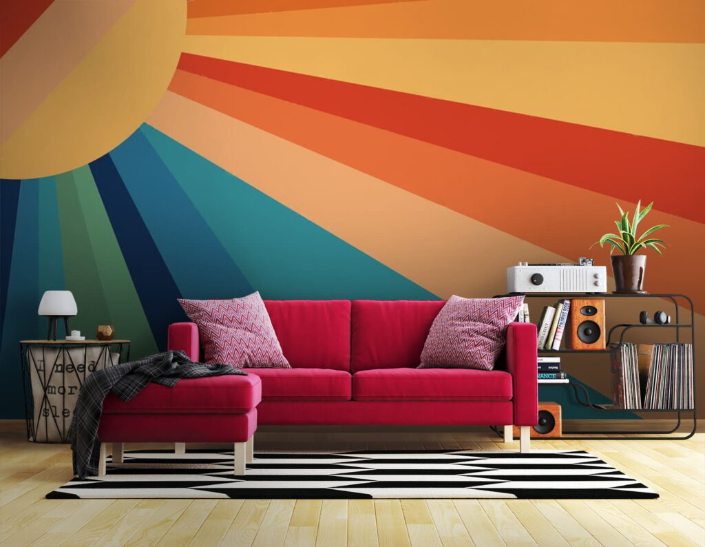 Bunte Sonnenstrahlen in einem Interieur