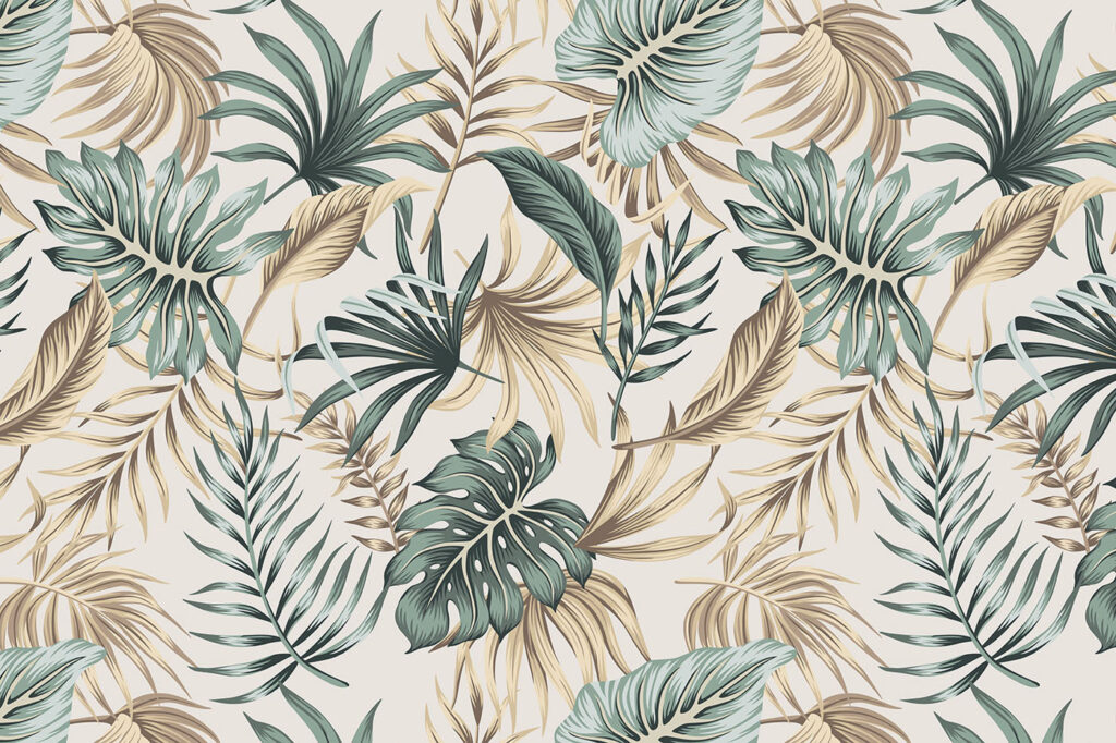 Palmwedel und lange Blätter — ganzes Design