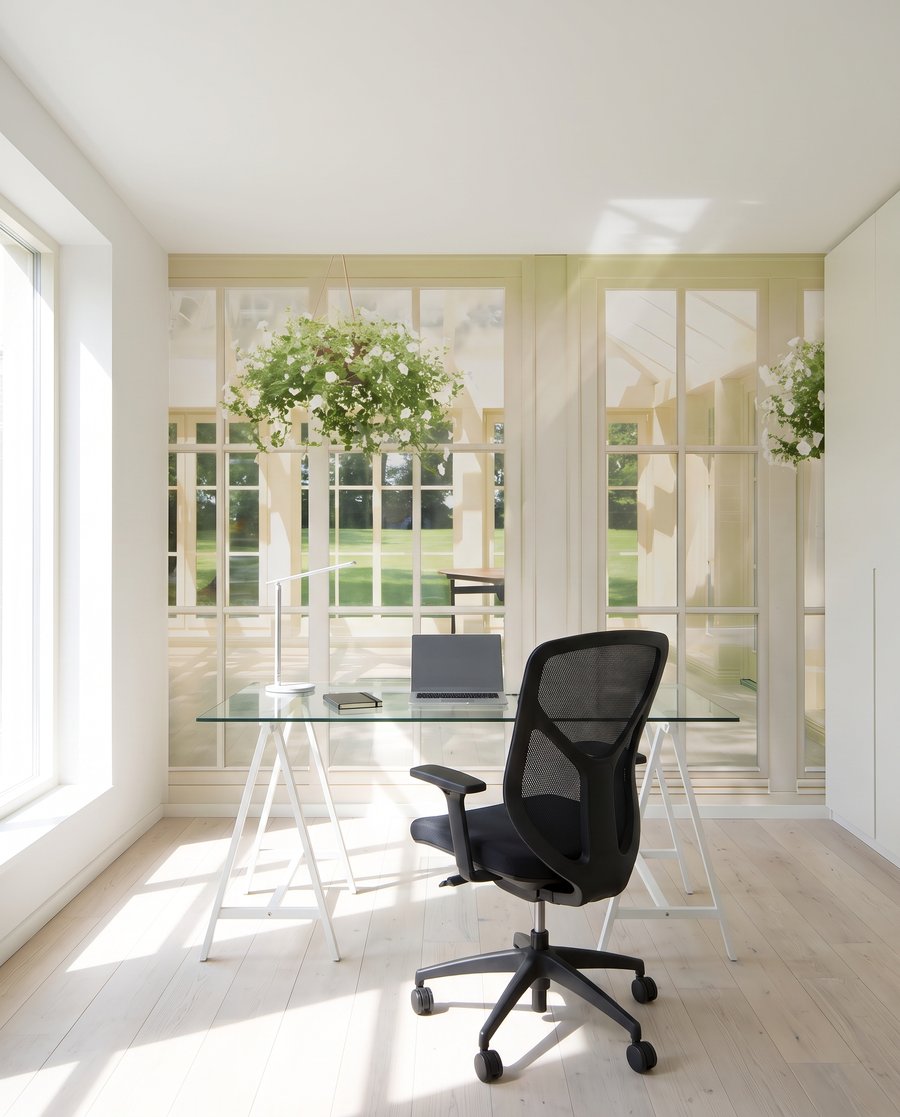 Weiße Fenstertüren ins Sonnenlicht — Interieur 5