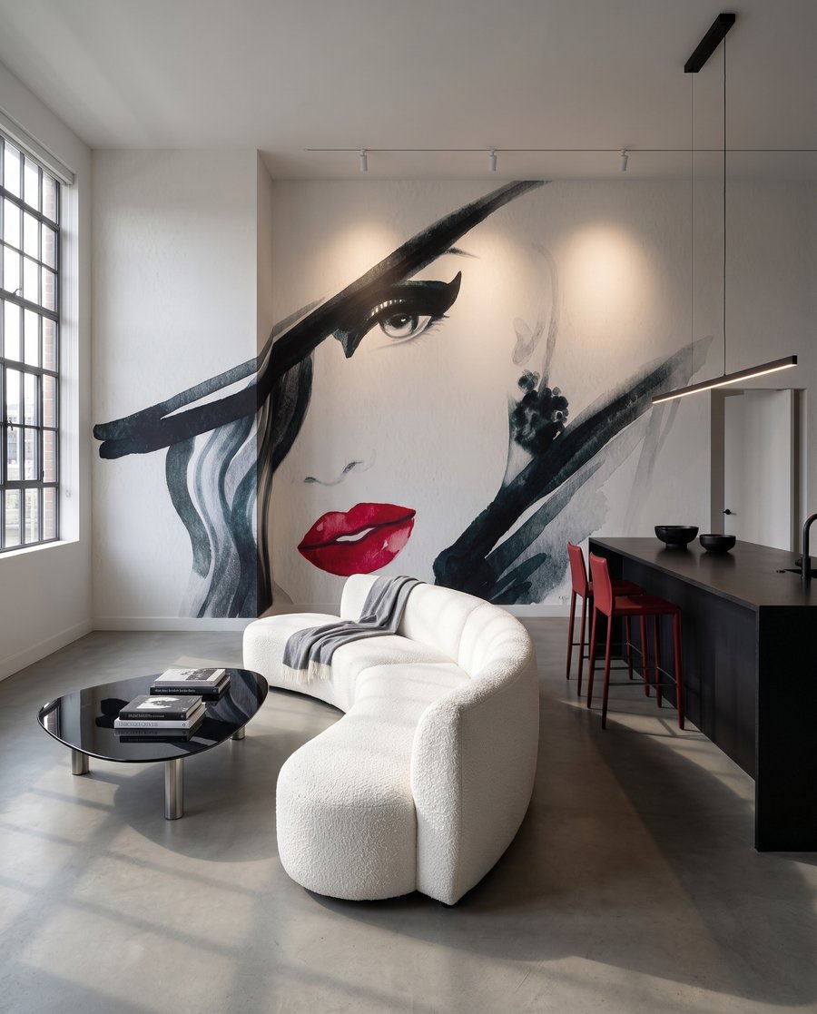Blick unter der Hutkrempe in einem Interieur