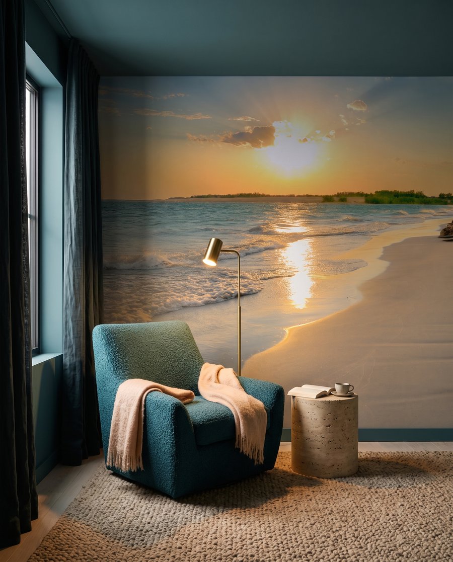 Sonnenlicht am Strand in einem Interieur
