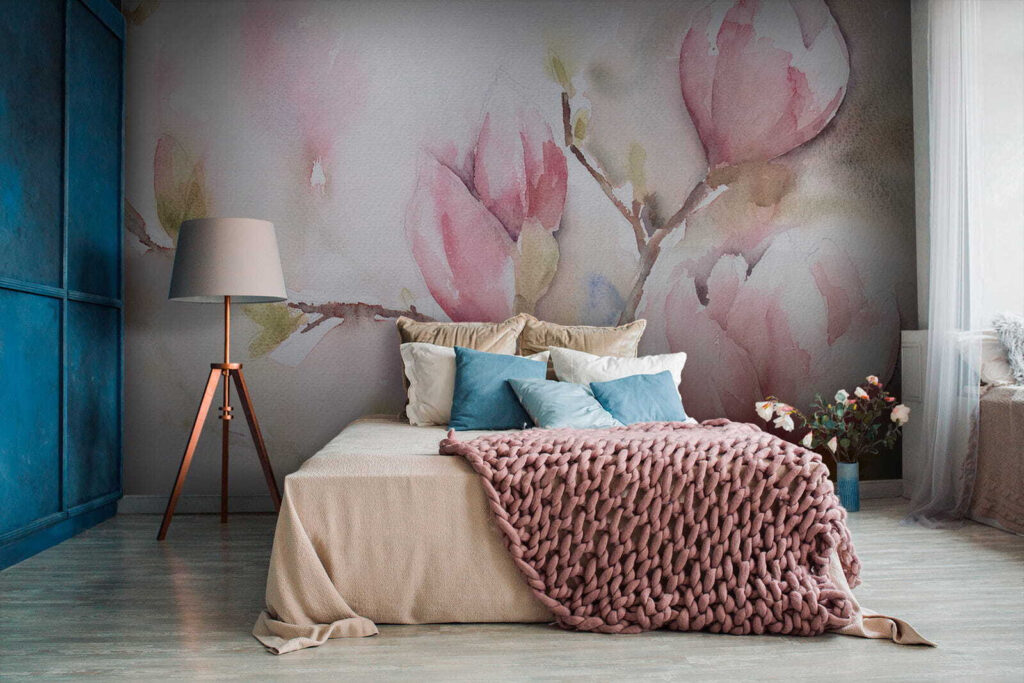 Rosa Blüten in Aquarell — Interieur 2